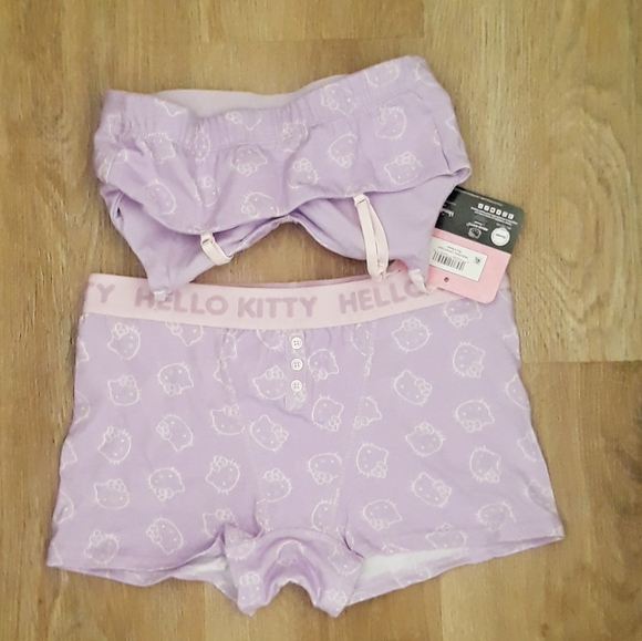Hello Kitty Cotton Bra and Boxer Set - Size Small Lavendar Loungewear Bra/Boxers - Picture 10 of 12